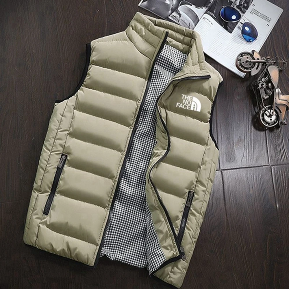 Висококачествено модерно яке-жилетка, мъжки есенно-зимни ежедневни удобни однотонная яке от утолщенного памук без ръкави . ' - ' . 2