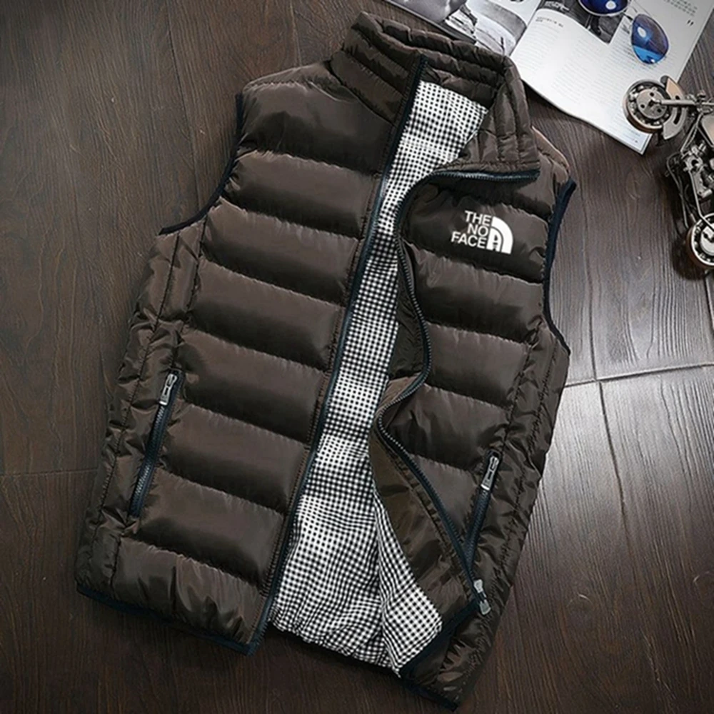 Висококачествено модерно яке-жилетка, мъжки есенно-зимни ежедневни удобни однотонная яке от утолщенного памук без ръкави . ' - ' . 5