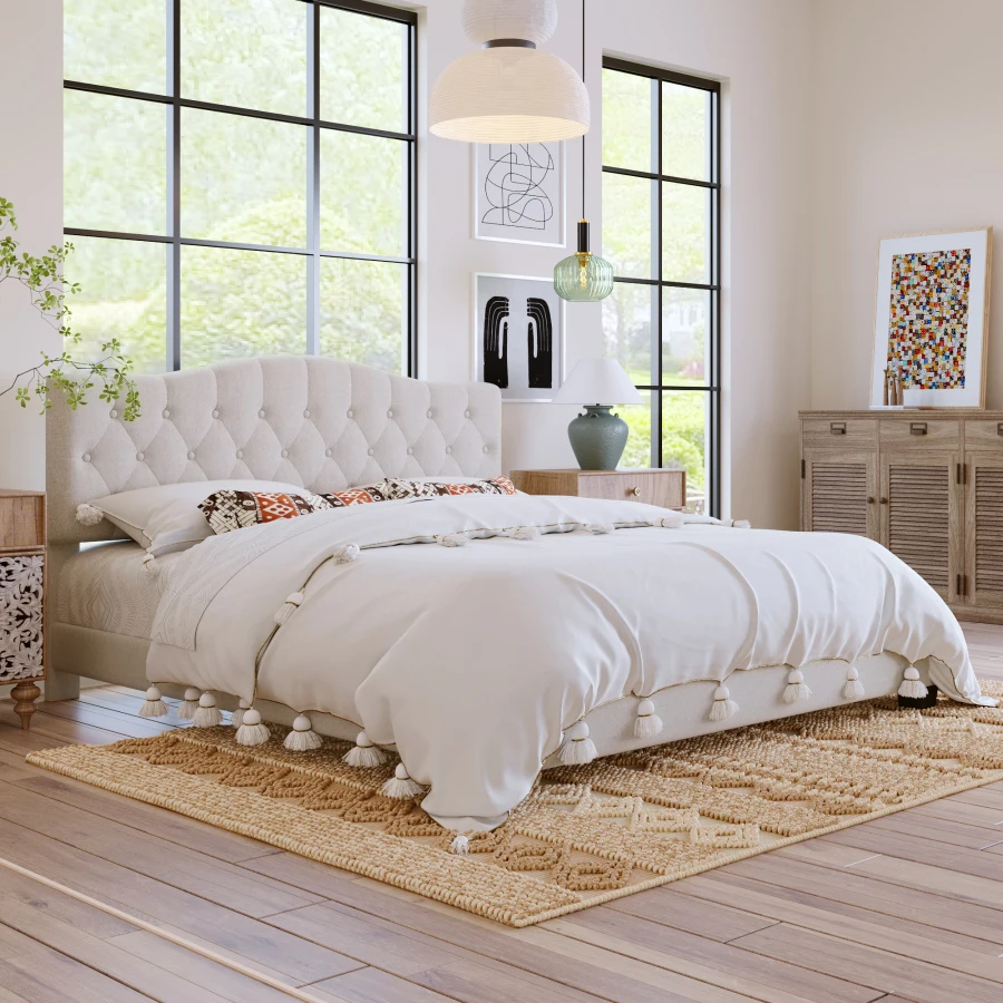 Живеейки легло-платформа с извито под формата на седлото, таблата и детайли с ромбовидным модел, King size . ' - ' . 0