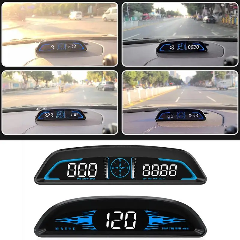 Авто HUD Скоростомер Универсален GPS за измерване на Скоростта на HUD Цифрови Датчици С Адаптивни светлинен Сензор на Екрана с висока разделителна способност за Превишаване на скоростта . ' - ' . 0