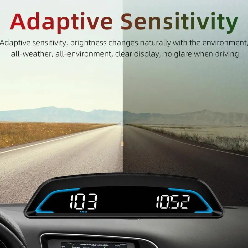 Авто HUD Скоростомер Универсален GPS за измерване на Скоростта на HUD Цифрови Датчици С Адаптивни светлинен Сензор на Екрана с висока разделителна способност за Превишаване на скоростта . ' - ' . 4