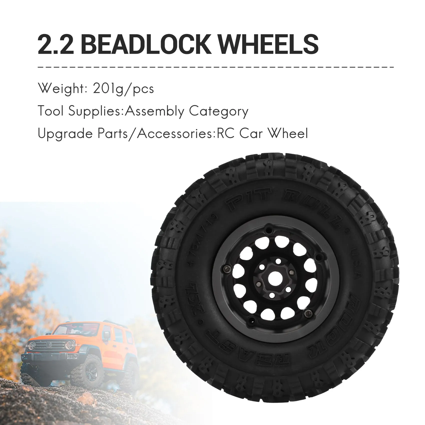 4 БР. Метален Комплект гуми с джанта колела 2.2 Beadlock за 1/10 Радиоуправляемого писта колата Traxxas TRX4 TRX6 Axial SCX10 RR10, Титанов Детайли . ' - ' . 3