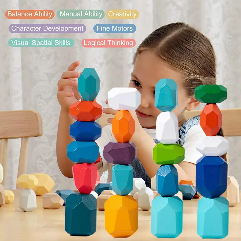 Сглобяеми играчки Монтесори Многофункционални Дървени Сглобяеми играчки за деца, Които Търпение и Логически умения с помощта на 21 Мастило камък . ' - ' . 4