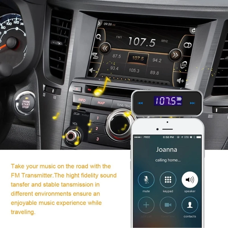 Мини-АудиоАдаптер хендсфри MP3 MusicAudio FM-предавател Аксесоари за Автомобили L9BC . ' - ' . 5