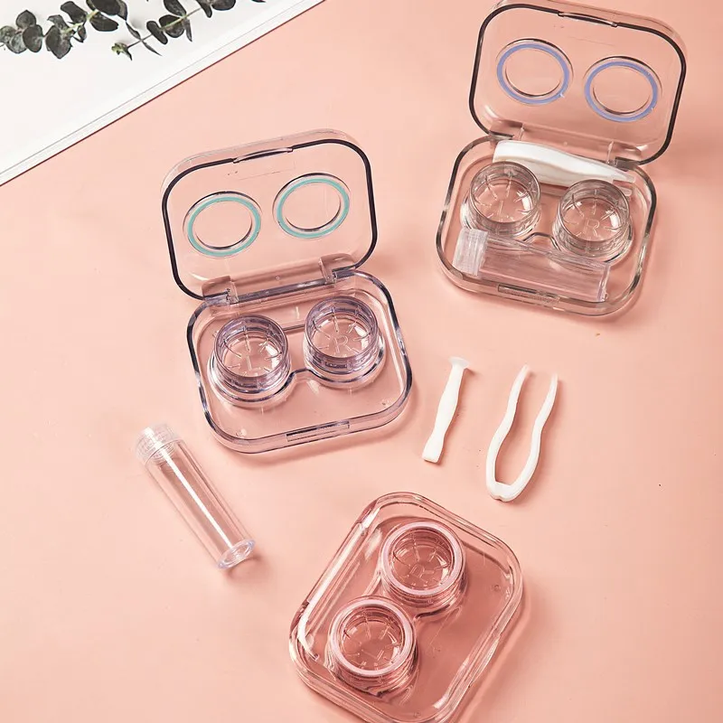Нов прозрачен калъф за контактни лещи за жени, Преносим кутия за контактни лещи, контейнер за пътуване, за носене на контактни лещи . ' - ' . 0