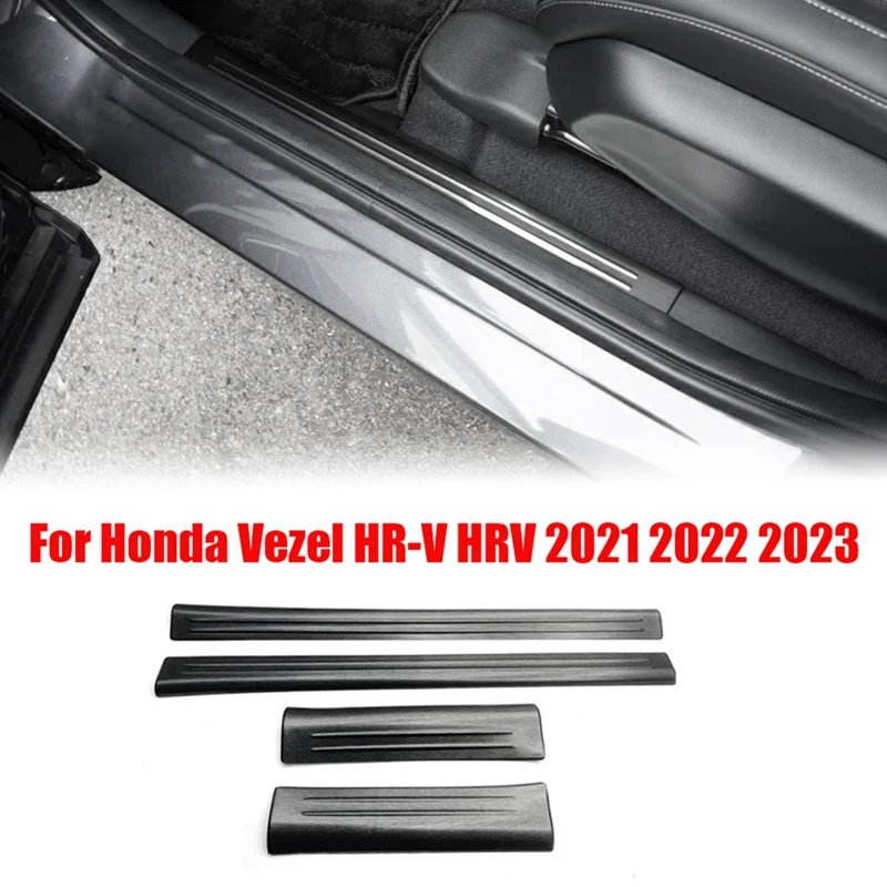 4 Бр. Предната и Задната Вътрешна Накладка на Педала на Прага за Honda Vezel HR-V HRV 2021-2023 Панел от Неръждаема Стомана, Черен . ' - ' . 0