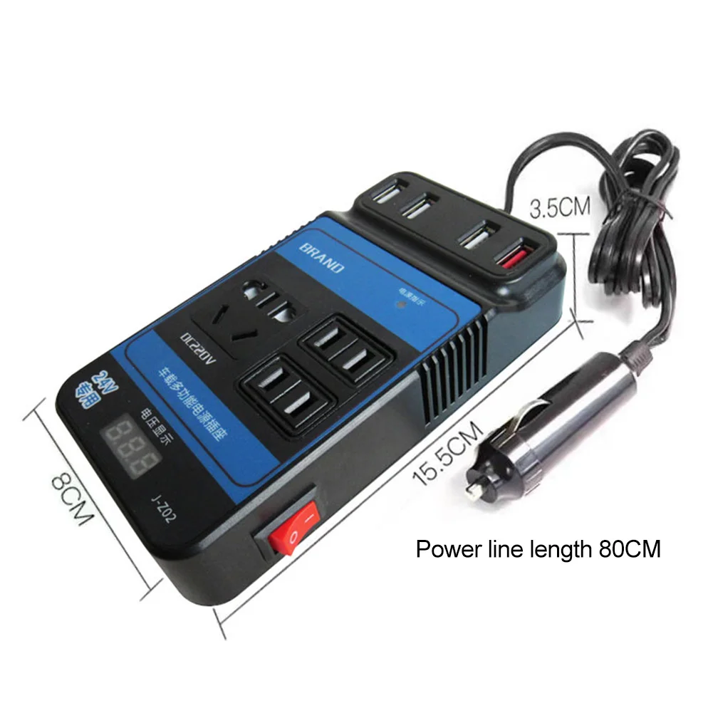 Автомобилен инвертор 12 В 24 В До 220 В, 4 USB-трансформатор, адаптер преобразувател, Автоматично зарядно устройство, led дигитален дисплей, Аксесоари за превозни средства . ' - ' . 4