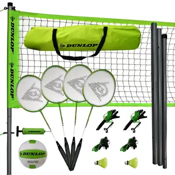 Комбиниран комплект за волейбол и бадминтон с шеста Игра на тревата, Зелен/ Бадминтонный волан, Бадминтонные воланы, захват за бадминтон