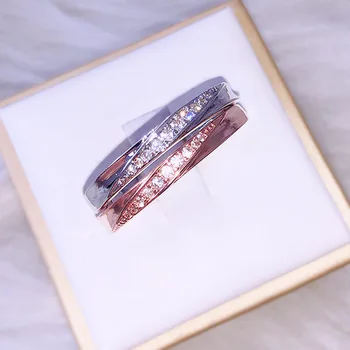 Японската И корейската версия однорядного годежен пръстен с кристали, един Модерен Проста жена, подарък за рожден Ден