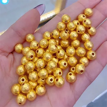 1 бр. Висулка от чисто жълто злато 24 К, 3D Окачване от масивно злато във формата на футболна топка, направи си САМ, 7-7,5 мм
