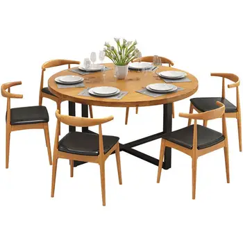 Хранене през Цялата Дървен Комплект Мебели за помещения с Модерни Мебели в 6 стола, маса за Хранене, маса за Хранене с 6 стола