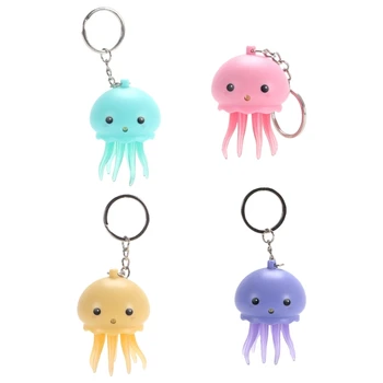 Ключодържател с фигура на медуза, Забавен светлинен и звуков Играчка ключодържател с осьминогом, уникален