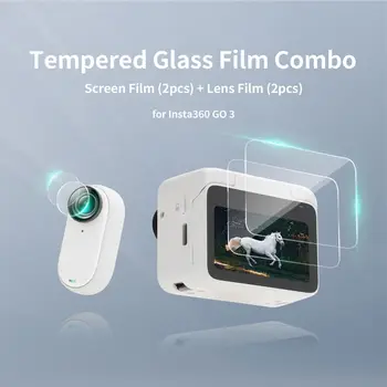 4 бр./2 комплект Защитно фолио от закалено стъкло HD екран Insta360 GO 3, аксесоари за камери за палеца