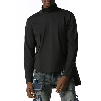 MRMT 2023, Маркова новост, мъжка тениска с високо воротом и дълъг ръкав, мъжки младежки модерен Случайни Свободен пуловер с кръгло деколте и нередовни подолом