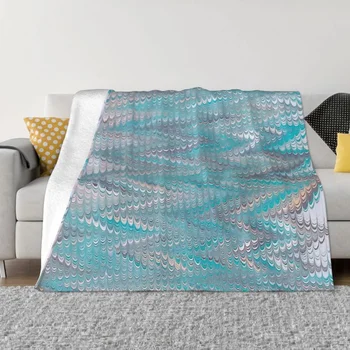 Мраморно Одеяло фигура от мрамор, фланелевое, пролет и есен, сините Вълни и цвят златисто-блестящ топли накидок