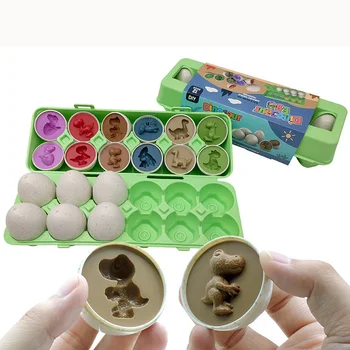 12 бр., обучение математическа играчка по метода на Монтесори, умни яйца от динозавър, цвят, форма, пъзели, подходящи играчки за деца, Симулационно яйце B