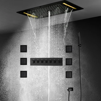 6 функция смесители за душ набор от вградени колони таван дъжд, мъгла водопад душ корона хидромасаж, 4 инча 