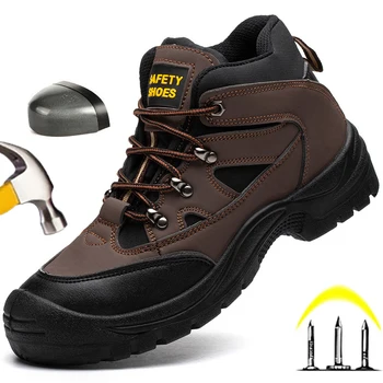 Мъжки защитни обувки, Антистатични работни маратонки, Лека работна обувки, мъжки защитни ботуши със стоманени пръсти, Неразрушаемая обувки