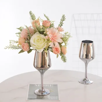 Скандинавска разкошна ваза за чаши, Украса на хола, Изкуствени цветя, Украса на масата