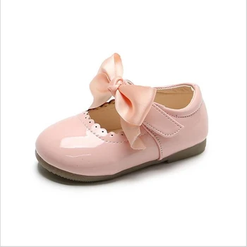 Пролетно-есенните модни вечерни обувки на принцесата Мери Джейн от лачена кожа с голям Нос за малки момичета, обикновена студентски обувки на плоска подметка