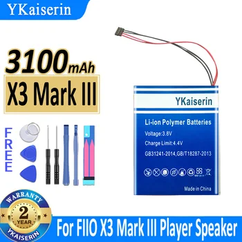 3100 mah YKaiserin Батерия за FIIO X3 Mark III Плейър говорител Цифрови батерии