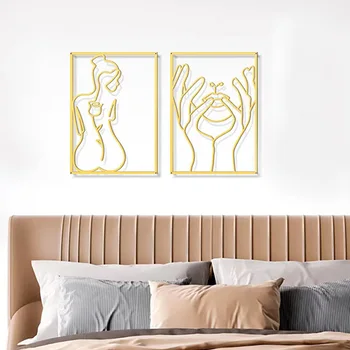 Новите златни Плакати с линията на женското тяло, Стенни картини, Ковано Желязо, Проста художествена картина, Хол, Спалня, монтиран на стената арт декор