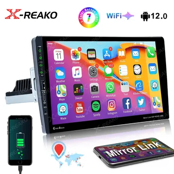 X-REAKO 1din 9 инча HD Авто Радио Мултимедиен Плеър Кола Стерео BT USB FM радио Сензорен екран MirrorLink 1 Din GPS Навигация Android 12