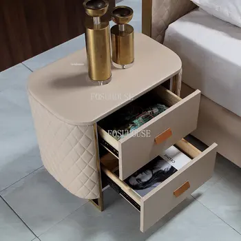 Модерни минималистичные нощни шкафчета за дизайнерски хол, Шкаф за съхранение на вещи в коридора, Кожени мебели за спални, малка странична масичка