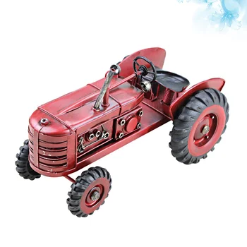 Реколта модел трактор, детска модел на превозно средство, фермерска камион за украса на работния плот (red)