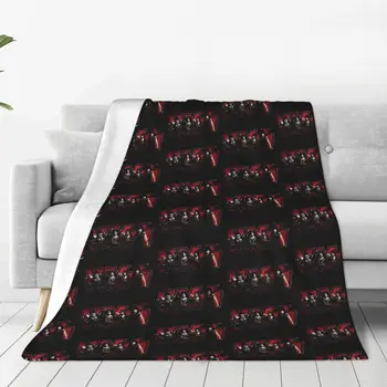 Фланелевое одеяло Kiss Band с цветни принтом, меко топло одеяло на дивана, пикник, забавно покривка за дивана-легло