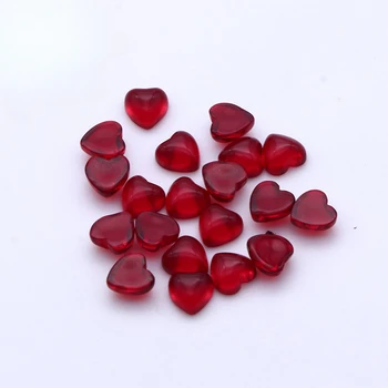 100шт 3x3 ~ 5x5 мм Стъклена Повърхност с формата на сърце BR103 Червено Стъкло, инкрустированное различни Орнаменти, Аксесоари За бижута