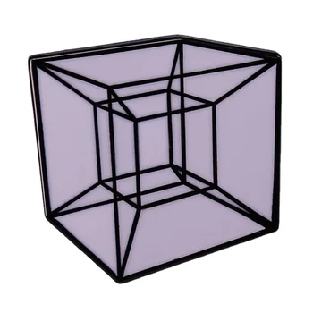 Кубическая цифров модел в четири-измерно пространство, брошка, метална икона