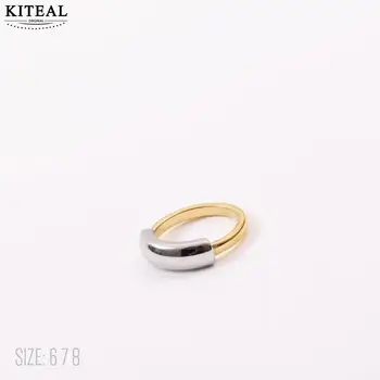 KITEAL летен стил Златен цвят, размер 6 7 8 женски пръстен два тона мозайка пръстен мъжки пръстен Бижута високо качество