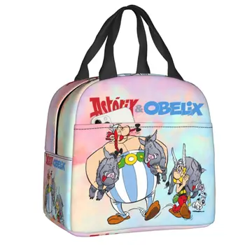 Bolsa de almuerzo de caza Asterix y Obelix para acampar, fiambrera térmica aislante a prueba de elisa, bolsas comida de para niñ