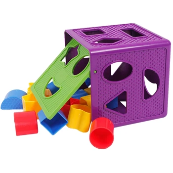 Квадратен Детски Кубчета Сортировач Форми Играчката Кубчета Мультиформы Разпознаване на цветове Кутия за Играчки