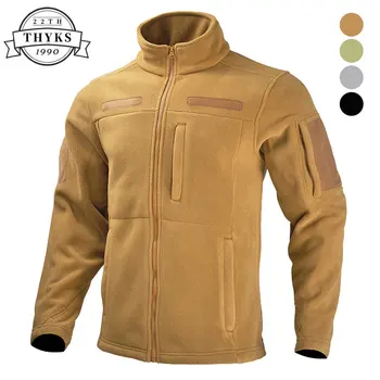 Мъжки тактическа яке от руното, топла яка-часова, с много джобове, военни якета, модерно ежедневното Свободно ветрозащитное палто за разходка, зимен