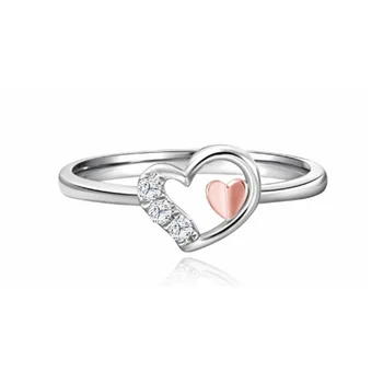 2023 Модерен Нов Сърдечен комплект С диамантен пръстен От сребро S925 Проба, два тона пръстен с покритие покритие, Модерен Универсален Лек Луксозно пръстен
