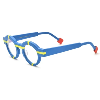 Многоцветни Кръгли дебели Ацетатные Персонални Очила, Оптични Червени Сини Мъжки и дамски Дизайнерски очила по рецепта