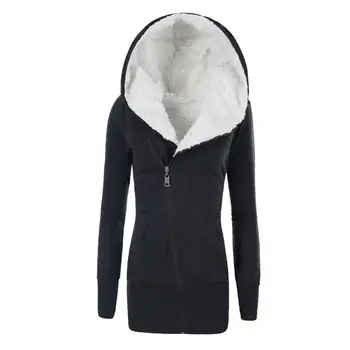 Дамско яке с качулка, произведено от овче руно, палто, топло ежедневното зимно палто, руното яке, жилетка със средна дължина за горната женски дрехи