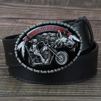 Модерен декоративен колан с мотоциклет ключалката и вълк за мъже