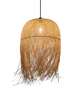 Креативна бамбук Полилей от ратан, Китайски дзен-лампи, Чайна, B & B, Тиха Вятърна лампа от ратан, арт лампа