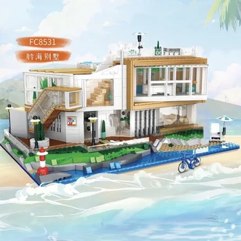 Градска Архитектура от Голям Модел Вили С изглед към морето, Гледка към Улицата, Модулни Строителни Блокове, Тухли, Леки Строителни Играчки За Възрастни