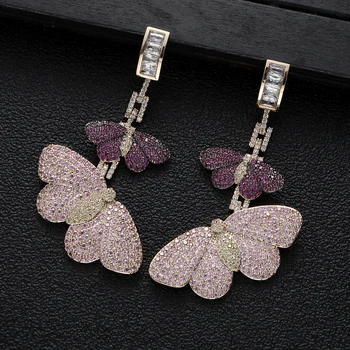 Реколта луксозни висящи обеци с емайла пеперуда за жени, Сватбени обици Boucle d ' oreille Femme A18317