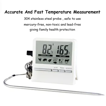 Цифров термометър за месо, барбекю С таймер, Измерване на температурата на фурната, Уличен термометър за готвене на месо във фурна