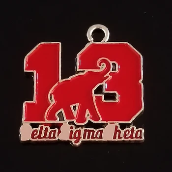 Обичай метален червен медальон с гръцките цифри под формата на слон