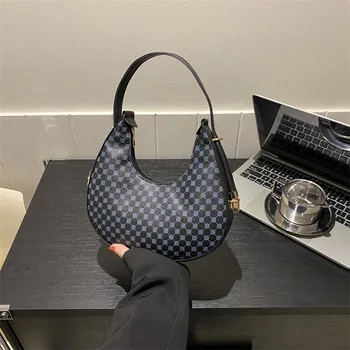 Дизайн във формата на полумесец, буквално модел чанта-скитник под мишниците На жените, Малка чанта и чанта, чанта през рамо от изкуствена кожа, чанти за пазаруване