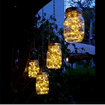 Капачки за буркани със слънчева енергия, Водоустойчив капачки за буркани с фея-светлячком, Гирлянди за Коледно парти в градината във вътрешния двор