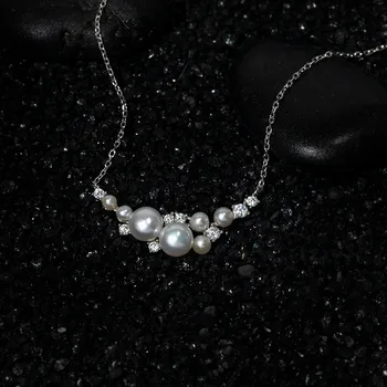 Колие за жени, platinum нокът, определени с звездчатым кристал, Циркон, перлите с Неправилна форма, окачване, Популярни модни бижута, подарък за двойки