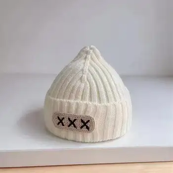 Детска шапка за студено време, уютни и стилни детски зимни шапки, меки еластични мини възли шапка с раирана шарка за нагряване в студено време