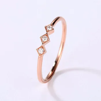Европейските и американски Розово злато, Женски Годежен пръстен с малко счупени диамантен пръстен и Цирконием, Модерен Романтичен луксозни бижута подарък